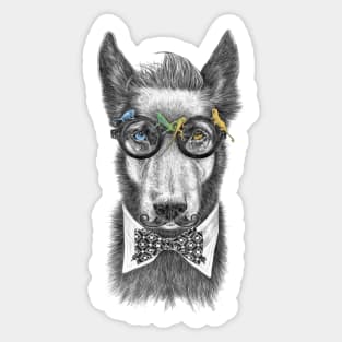 Hipster Dog II Sticker